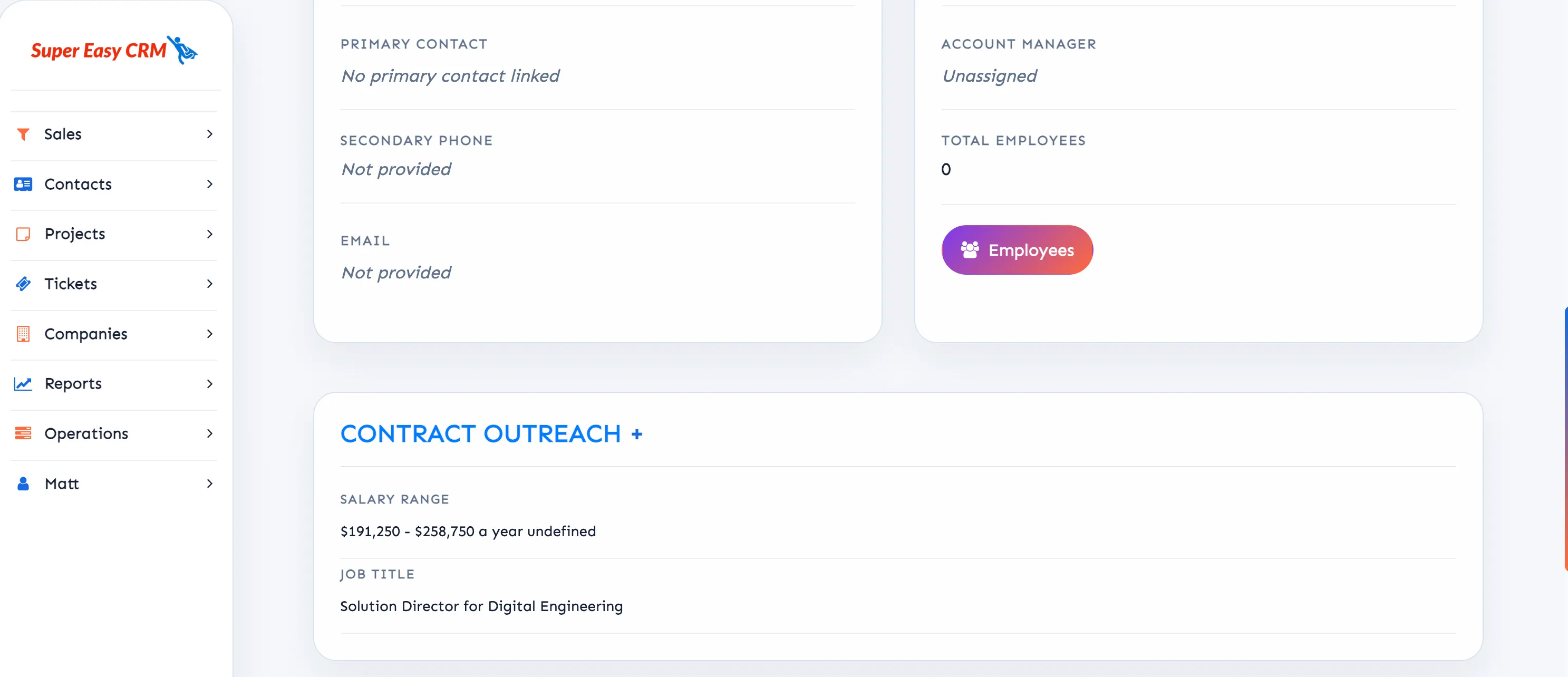 Super Easy CRM job scoring